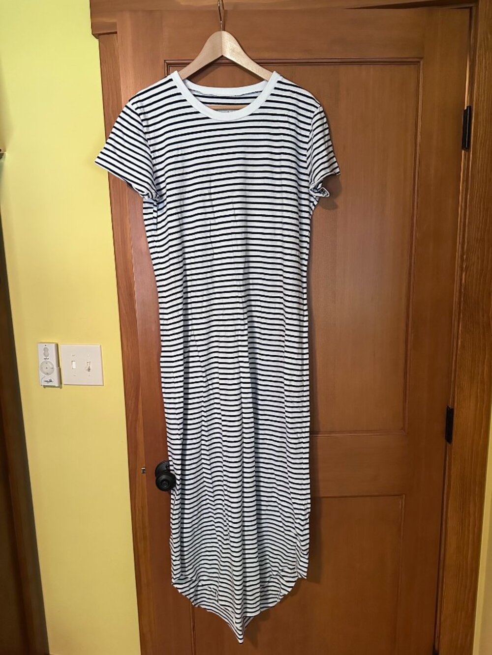Frank & Eileen HARPER PERFECT TEE MAXI DRESS - White Navy French Stripes LARGE